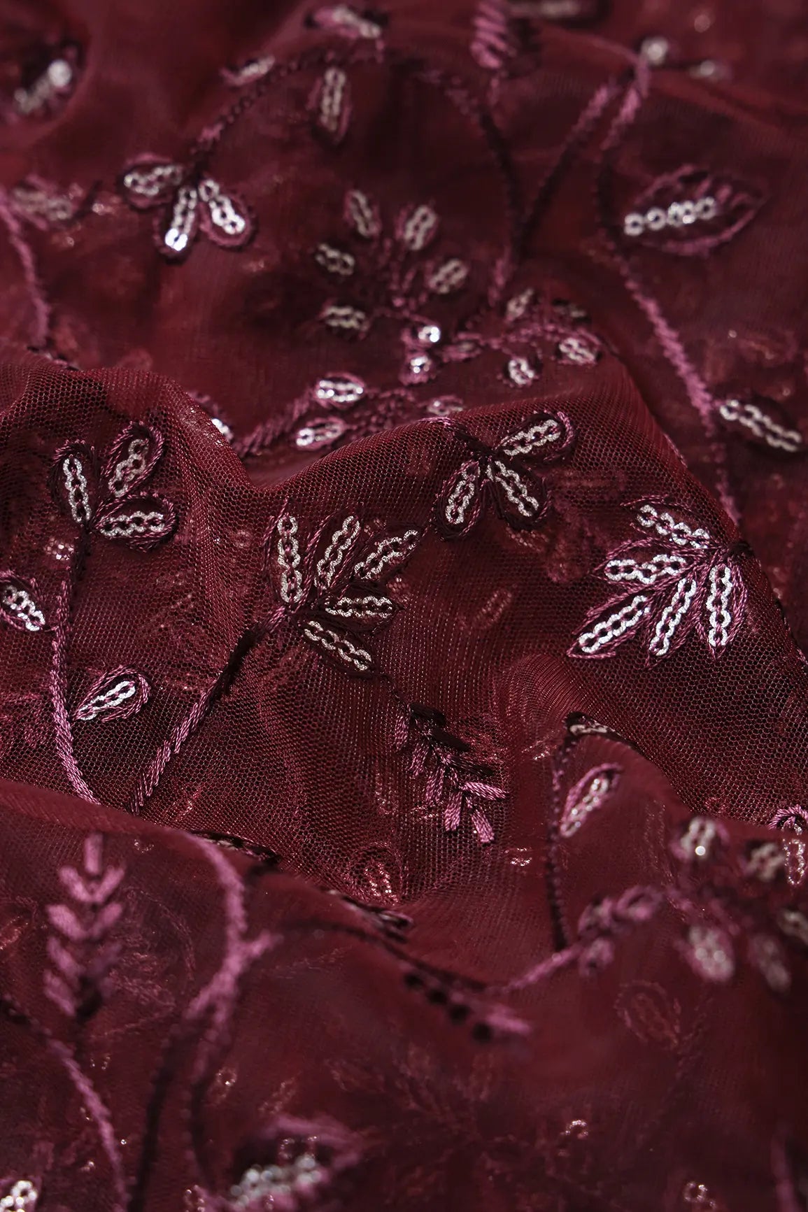 AIzaSyBcstauz-XMPRhEY21AUzeo032pxrXB5Ug - Beautiful Gold Glitter Sequins Heavy Floral Embroidery On Brown Soft Net Fabric