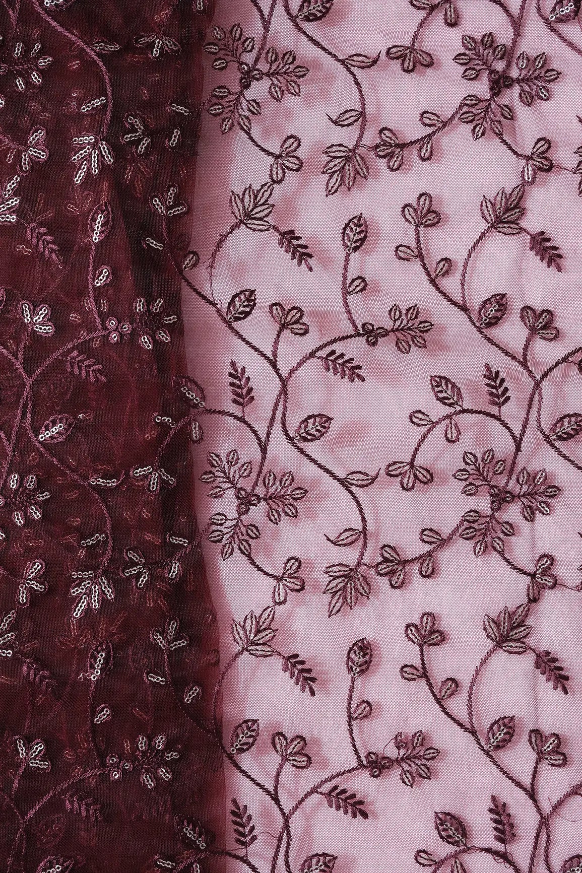 AIzaSyBcstauz-XMPRhEY21AUzeo032pxrXB5Ug - Beautiful Gold Glitter Sequins Heavy Floral Embroidery On Brown Soft Net Fabric