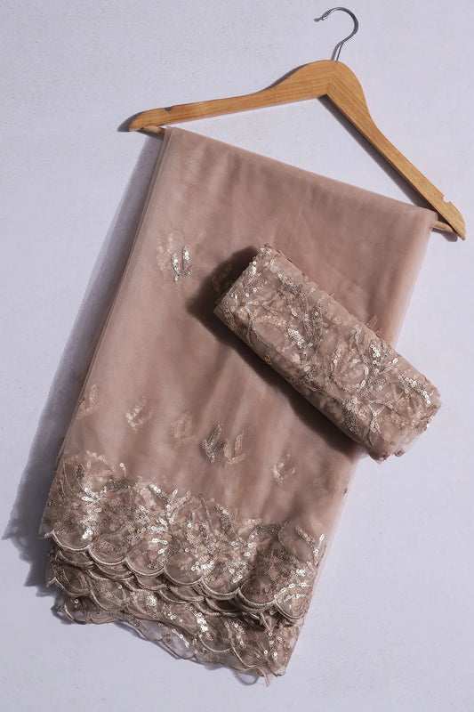 AIzaSyBcstauz-XMPRhEY21AUzeo032pxrXB5Ug - Beige Embroidery Saree Set (Saree With Blouse Piece)