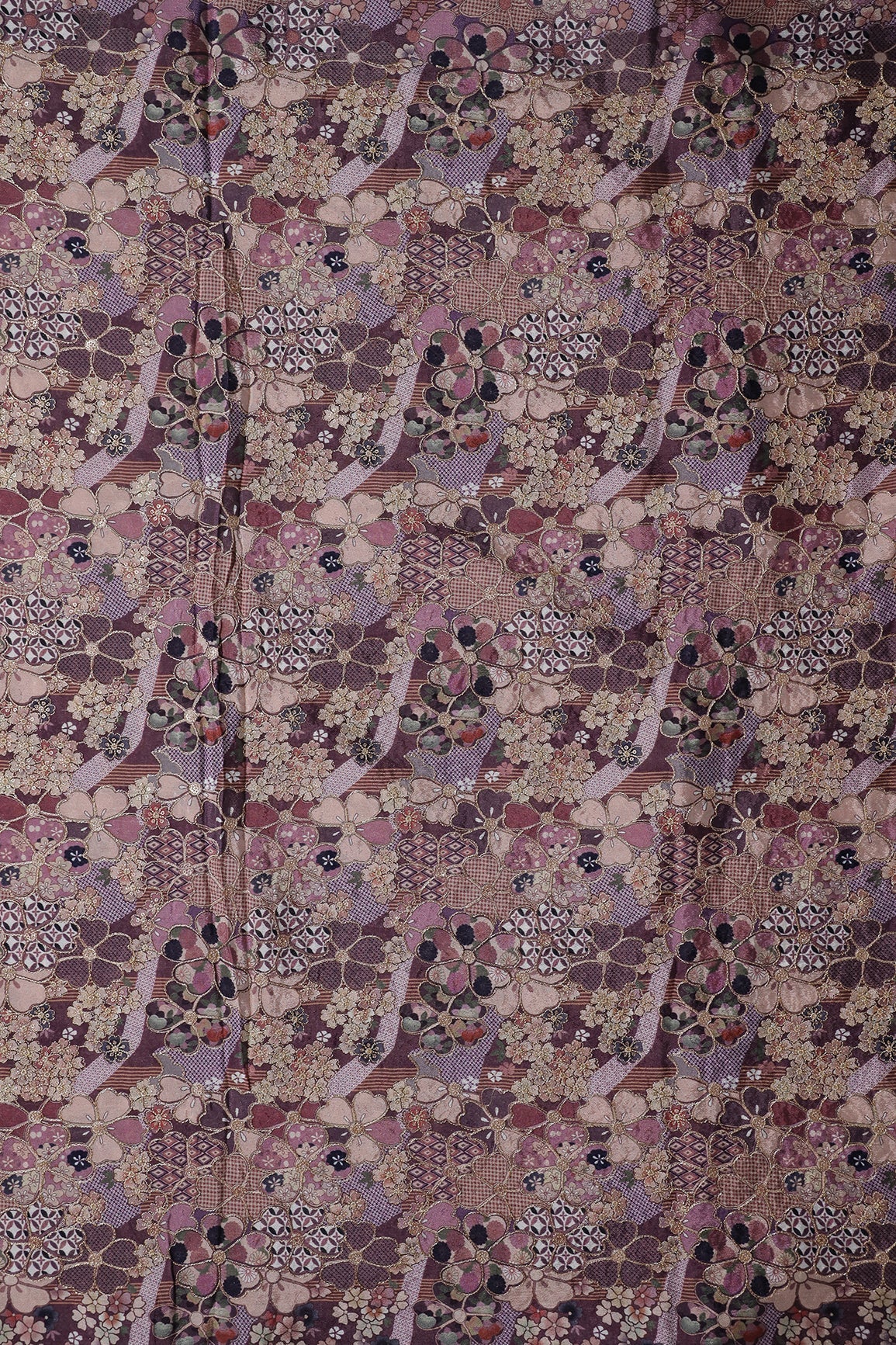 AIzaSyBcstauz-XMPRhEY21AUzeo032pxrXB5Ug - Floral Position Print On Sequins Embroidery Mauve Viscose Chinnon Chiffon Fabric