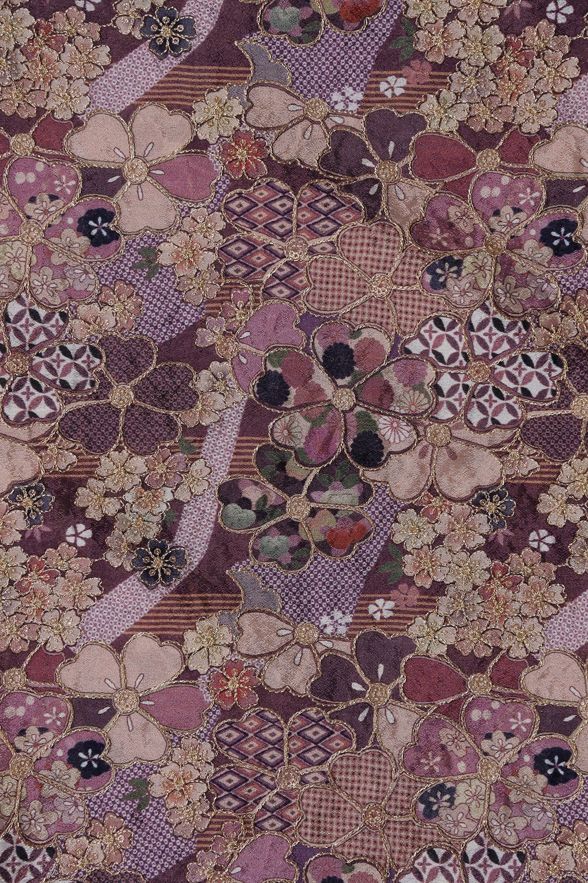 AIzaSyBcstauz-XMPRhEY21AUzeo032pxrXB5Ug - Floral Position Print On Sequins Embroidery Mauve Viscose Chinnon Chiffon Fabric