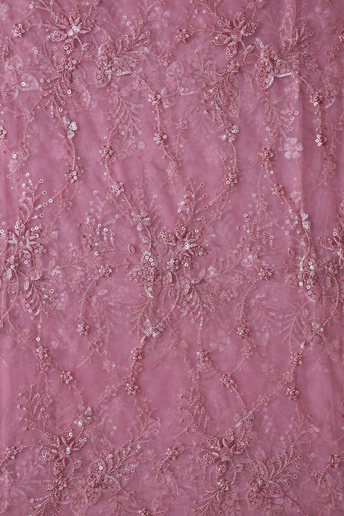AIzaSyBcstauz-XMPRhEY21AUzeo032pxrXB5Ug - Beautiful Pink Thread With Sequins Floral Embroidery Work On Pink Soft Net Fabric