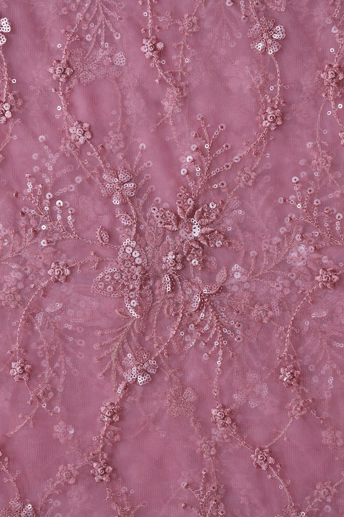 AIzaSyBcstauz-XMPRhEY21AUzeo032pxrXB5Ug - Beautiful Pink Thread With Sequins Floral Embroidery Work On Pink Soft Net Fabric