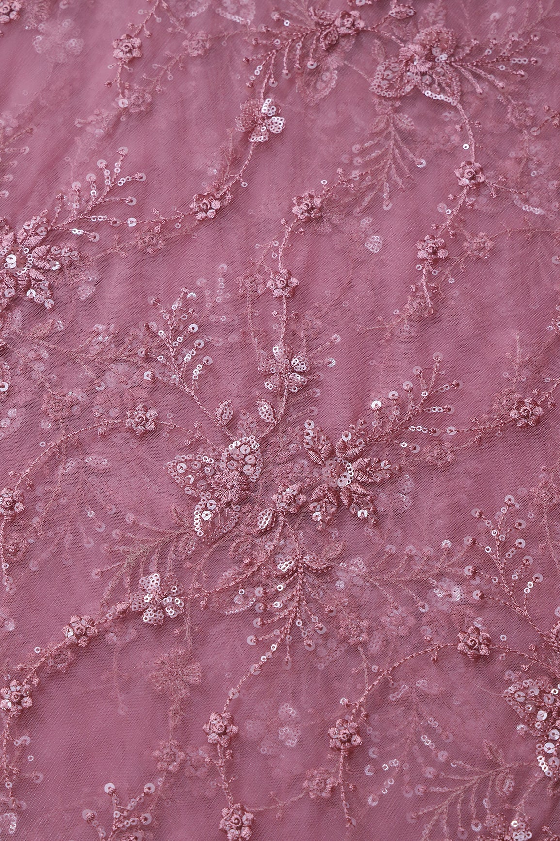 AIzaSyBcstauz-XMPRhEY21AUzeo032pxrXB5Ug - Beautiful Pink Thread With Sequins Floral Embroidery Work On Pink Soft Net Fabric