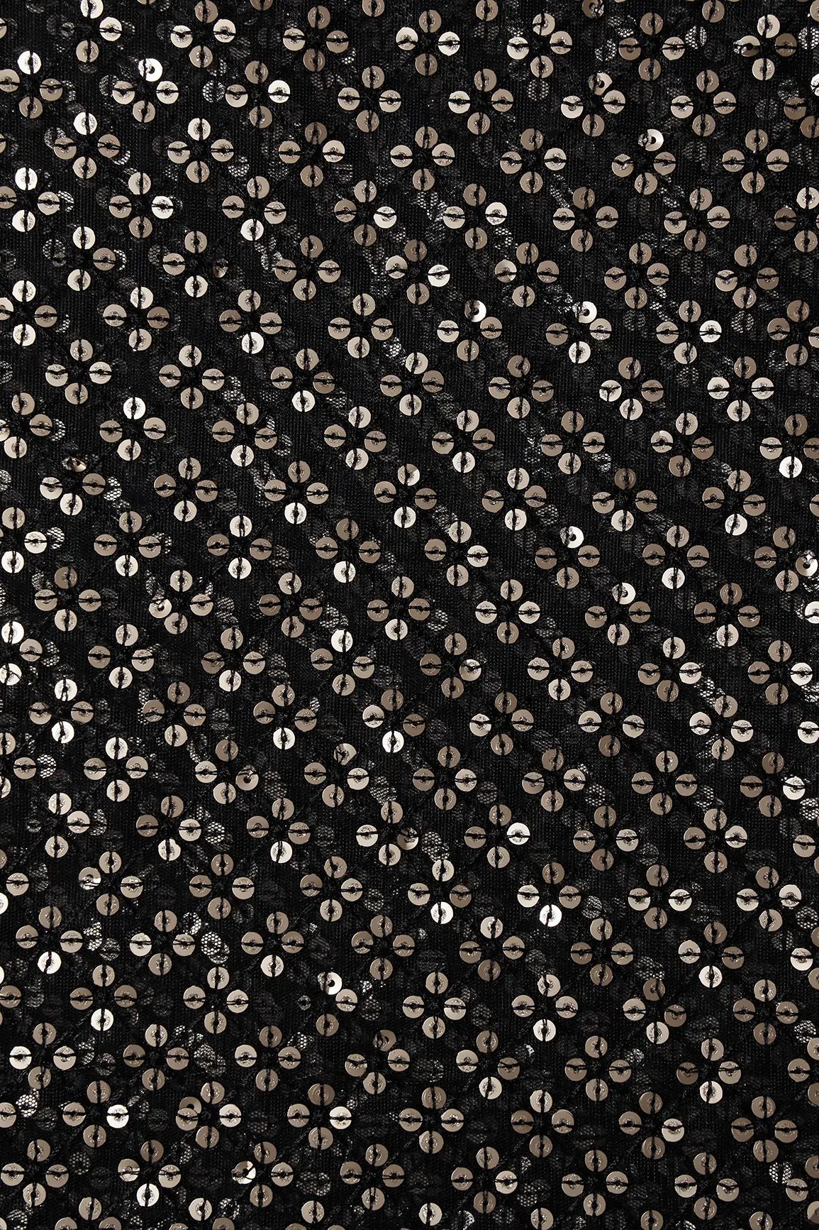 AIzaSyBcstauz-XMPRhEY21AUzeo032pxrXB5Ug - Black Thread With Gold Sequins Small Checks Embroidery On Black Soft Net Fabric
