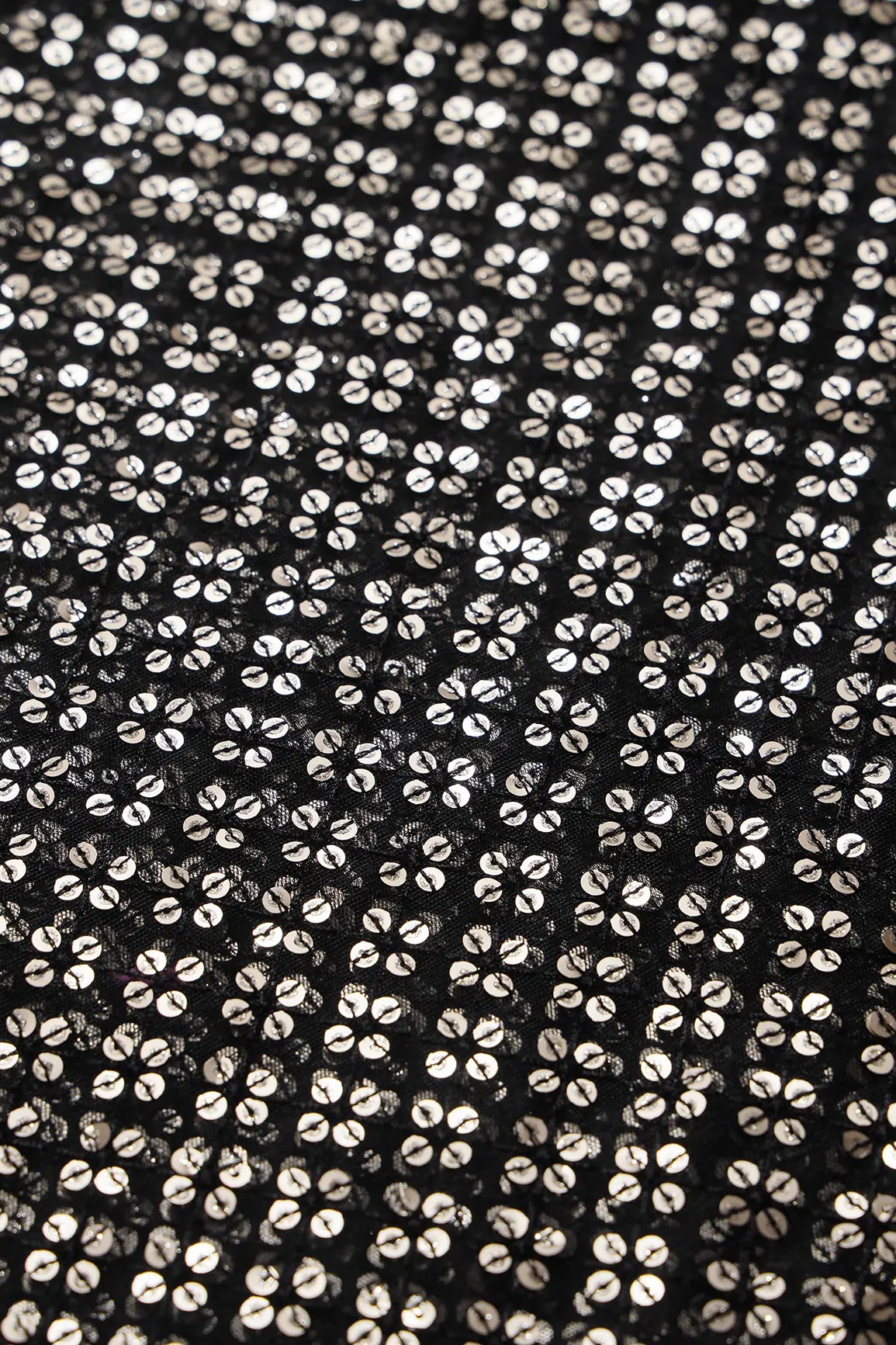 AIzaSyBcstauz-XMPRhEY21AUzeo032pxrXB5Ug - Black Thread With Gold Sequins Small Checks Embroidery On Black Soft Net Fabric