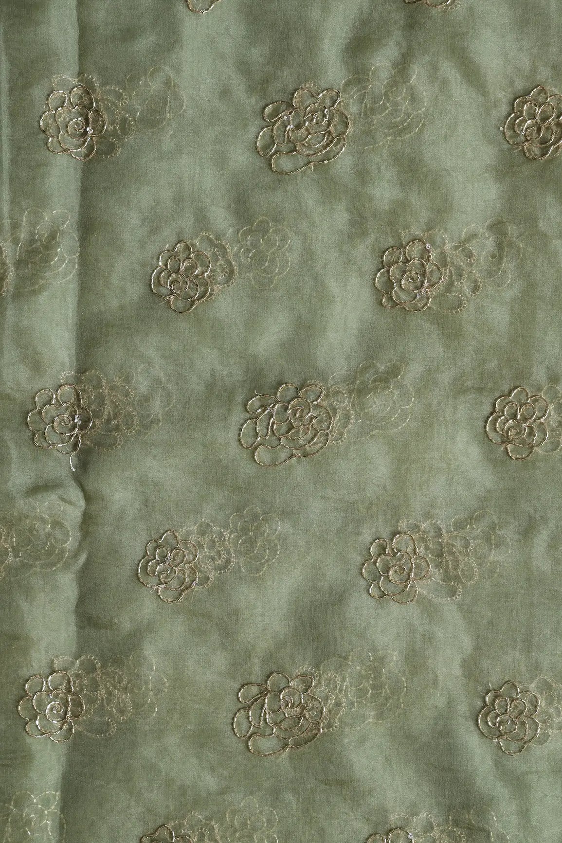 AIzaSyBcstauz-XMPRhEY21AUzeo032pxrXB5Ug - Cut Dana Beads Beautiful Floral Embroidery On Olive Organza Fabric