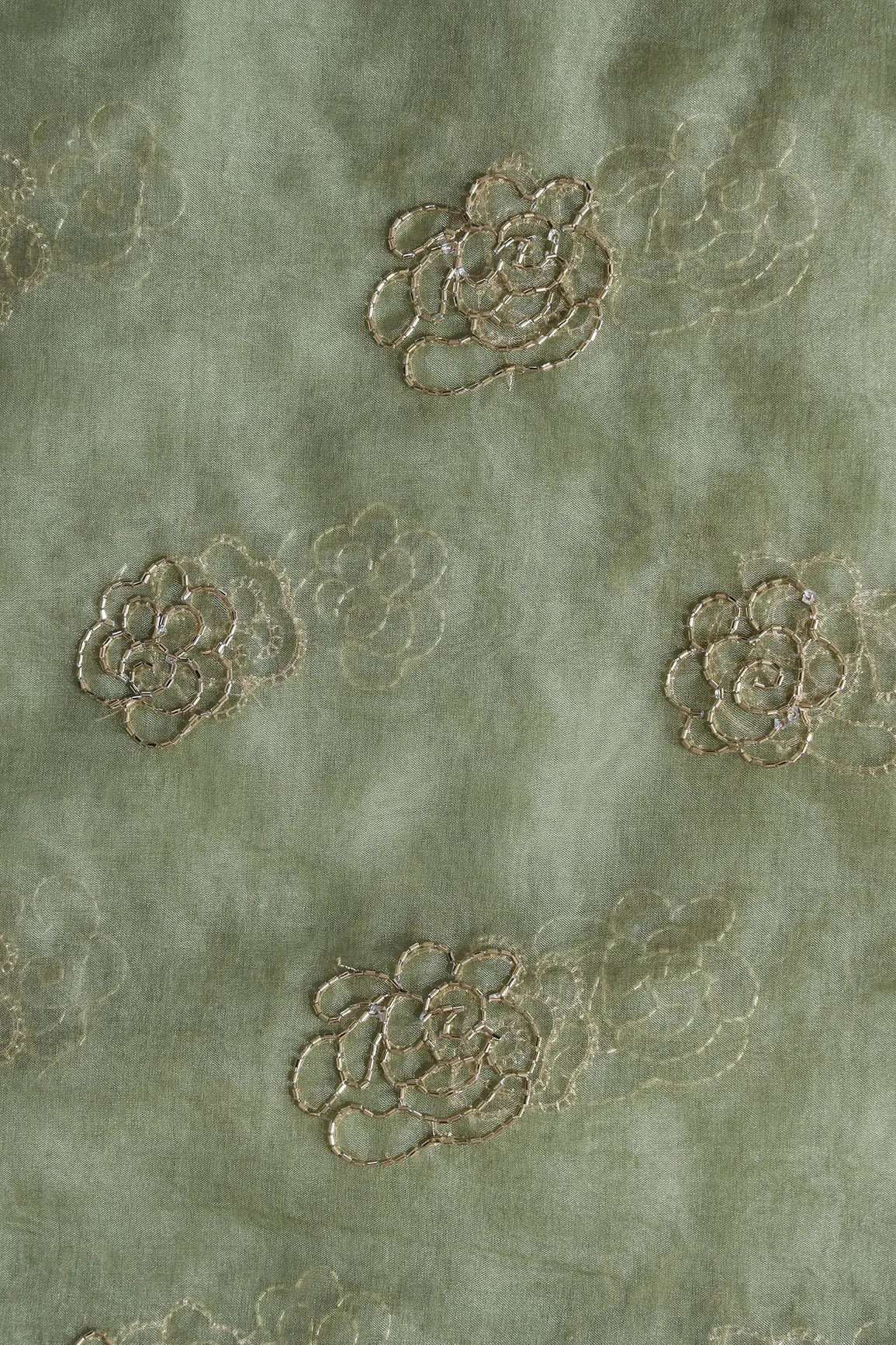 AIzaSyBcstauz-XMPRhEY21AUzeo032pxrXB5Ug - Cut Dana Beads Beautiful Floral Embroidery On Olive Organza Fabric