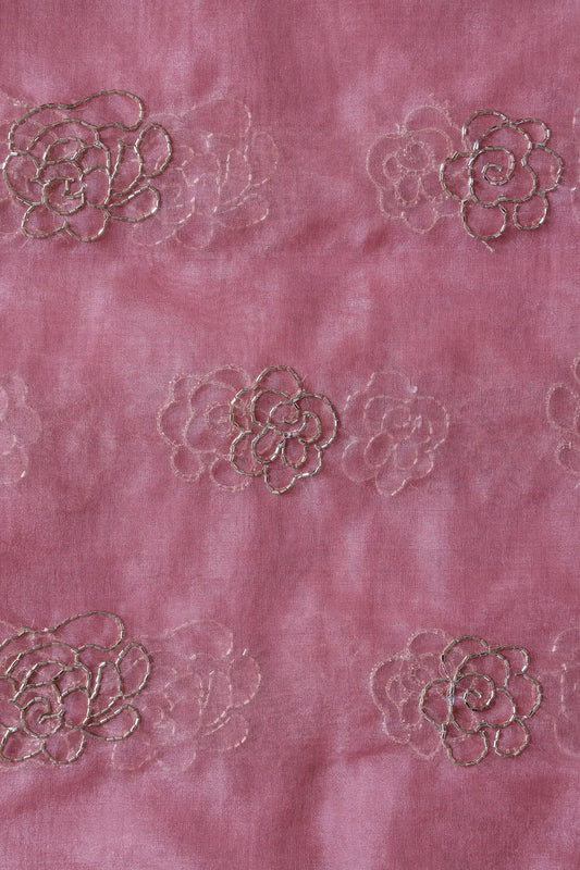 AIzaSyBcstauz-XMPRhEY21AUzeo032pxrXB5Ug - Cut Dana Beads Beautiful Floral Embroidery On Gajri Pink Organza Fabric