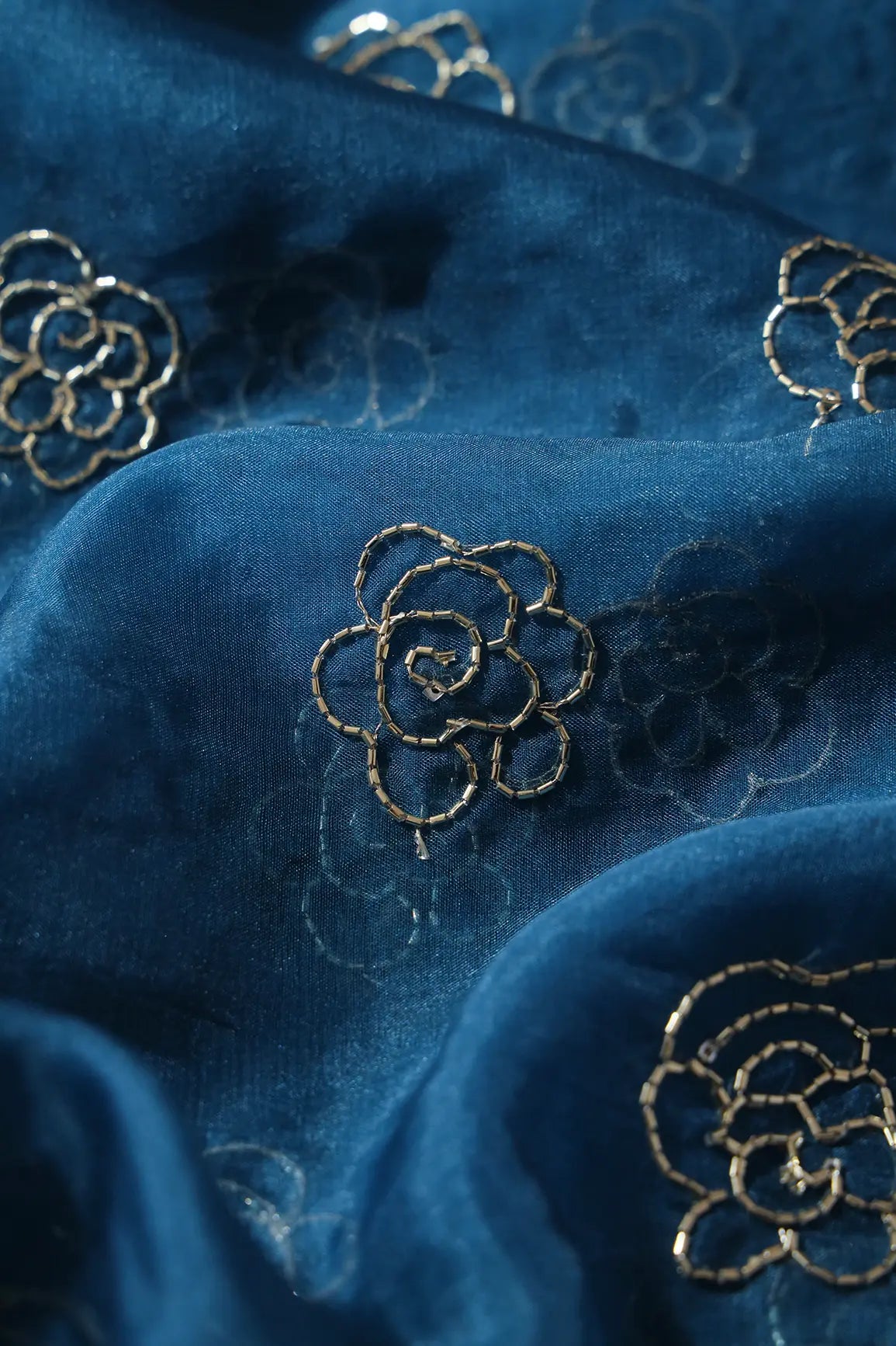 AIzaSyBcstauz-XMPRhEY21AUzeo032pxrXB5Ug - Cut Dana Beads Beautiful Floral Embroidery On Rama Organza Fabric