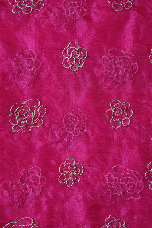AIzaSyBcstauz-XMPRhEY21AUzeo032pxrXB5Ug - Cut Dana Beads Beautiful Floral Embroidery On Fuchsia Organza Fabric