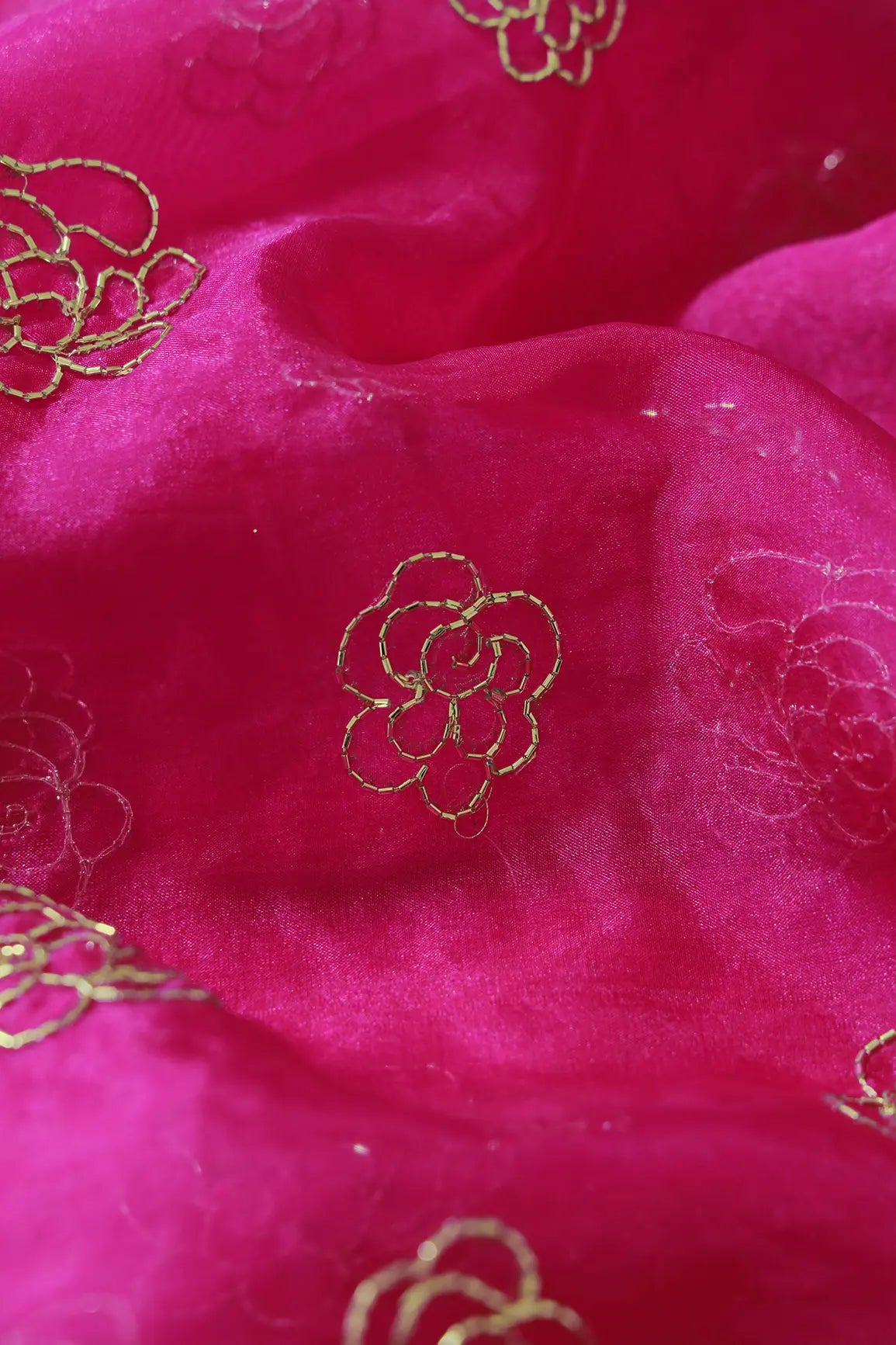 AIzaSyBcstauz-XMPRhEY21AUzeo032pxrXB5Ug - Cut Dana Beads Beautiful Floral Embroidery On Fuchsia Organza Fabric