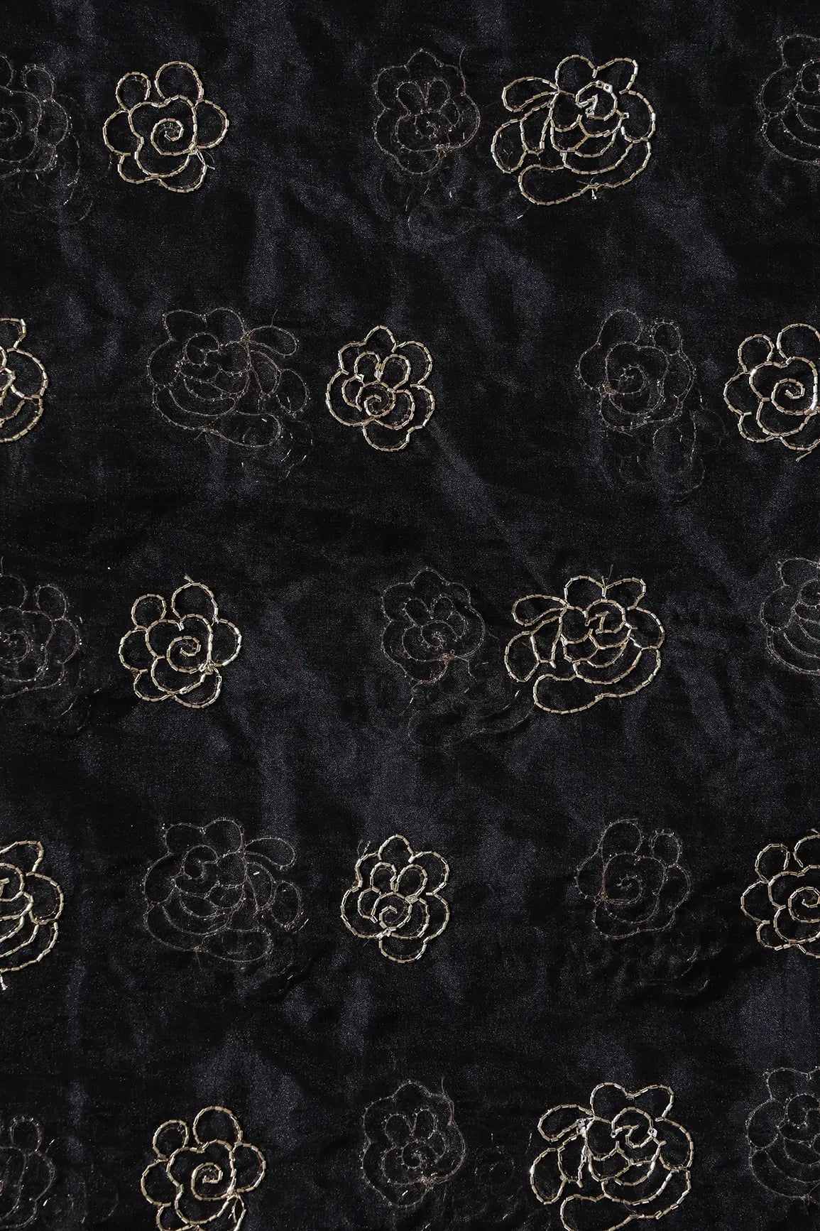 AIzaSyBcstauz-XMPRhEY21AUzeo032pxrXB5Ug - Cut Dana Beads Beautiful Floral Embroidery On Black Organza Fabric