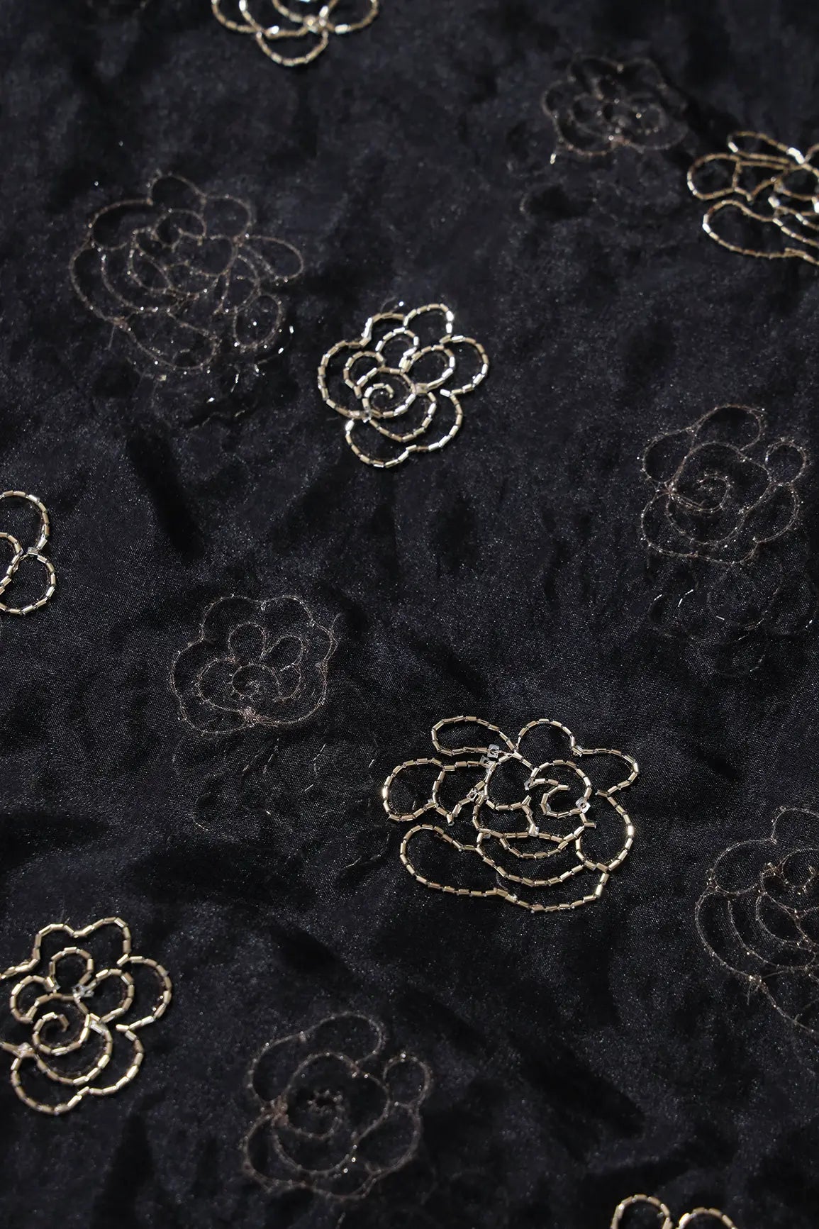 AIzaSyBcstauz-XMPRhEY21AUzeo032pxrXB5Ug - Cut Dana Beads Beautiful Floral Embroidery On Black Organza Fabric