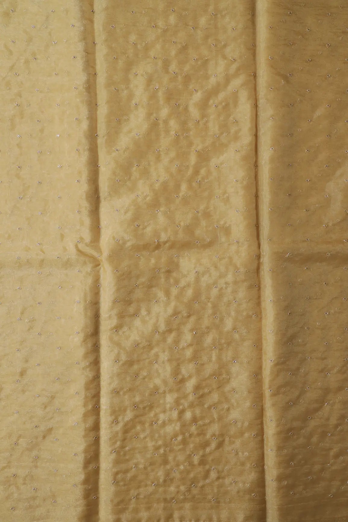 AIzaSyBcstauz-XMPRhEY21AUzeo032pxrXB5Ug - Cut Dana Beads With Zari Small Motif Embroidery On Tan Beige Organza Fabric