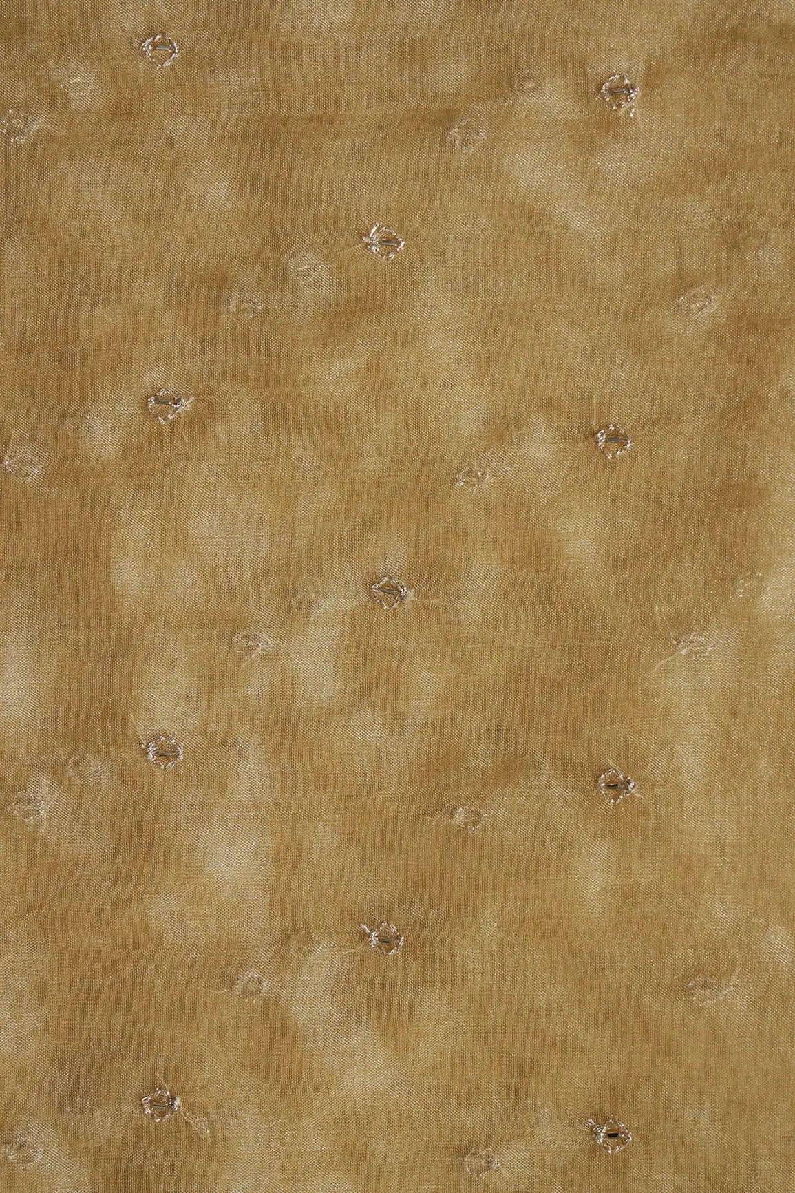 AIzaSyBcstauz-XMPRhEY21AUzeo032pxrXB5Ug - Cut Dana Beads With Zari Small Motif Embroidery On Tan Beige Organza Fabric