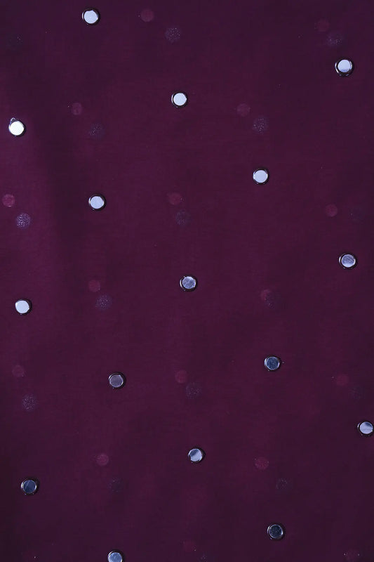 AIzaSyBcstauz-XMPRhEY21AUzeo032pxrXB5Ug - Beautiful Real Mirror Embroidery Work On Wine Georgette Fabric