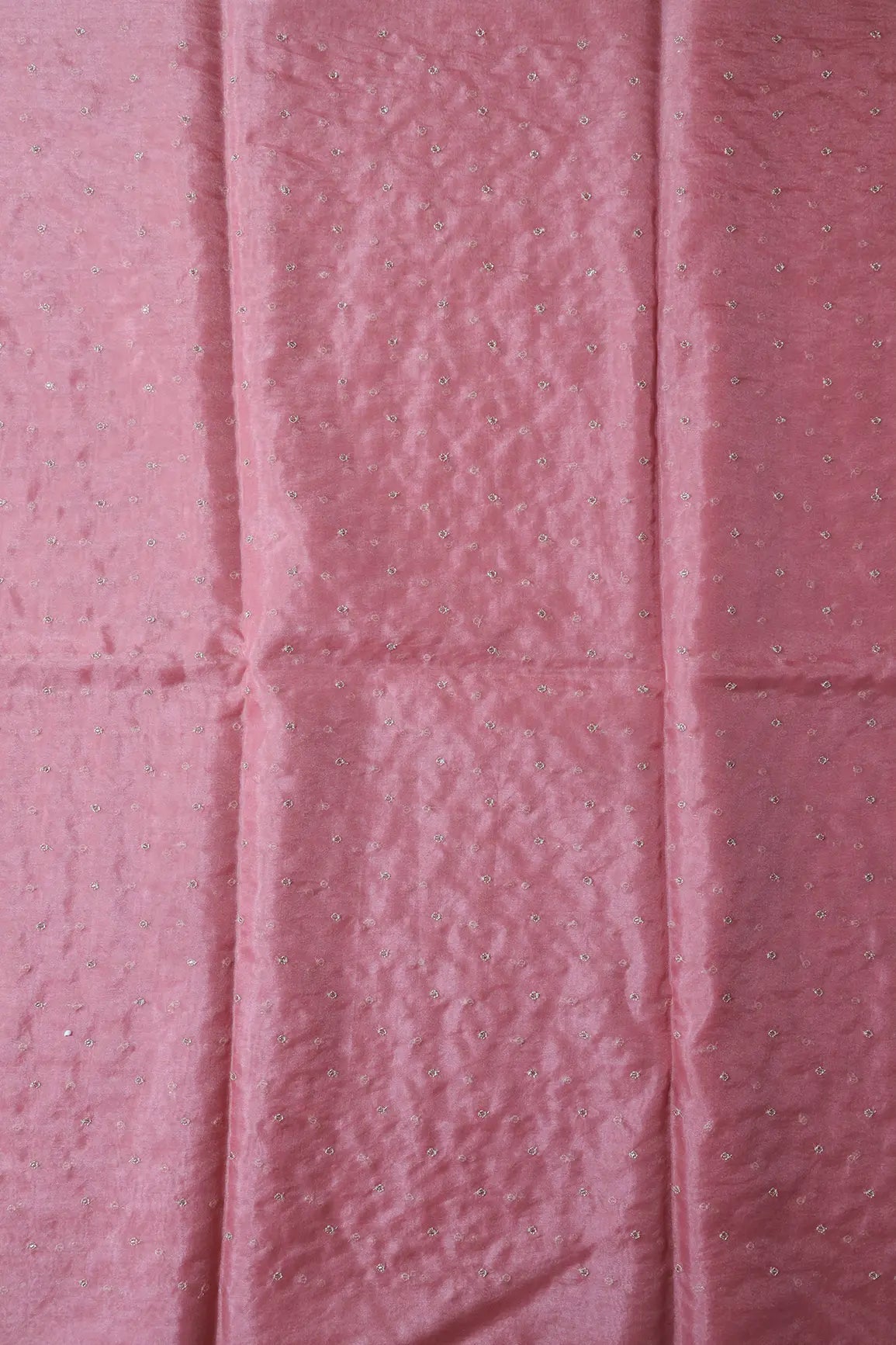 AIzaSyBcstauz-XMPRhEY21AUzeo032pxrXB5Ug - Cut Dana Beads With Zari Small Motif Embroidery On Gajri Pink Organza Fabric