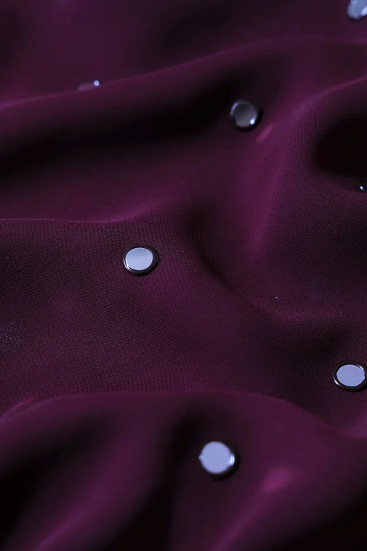 AIzaSyBcstauz-XMPRhEY21AUzeo032pxrXB5Ug - Beautiful Real Mirror Embroidery Work On Wine Georgette Fabric