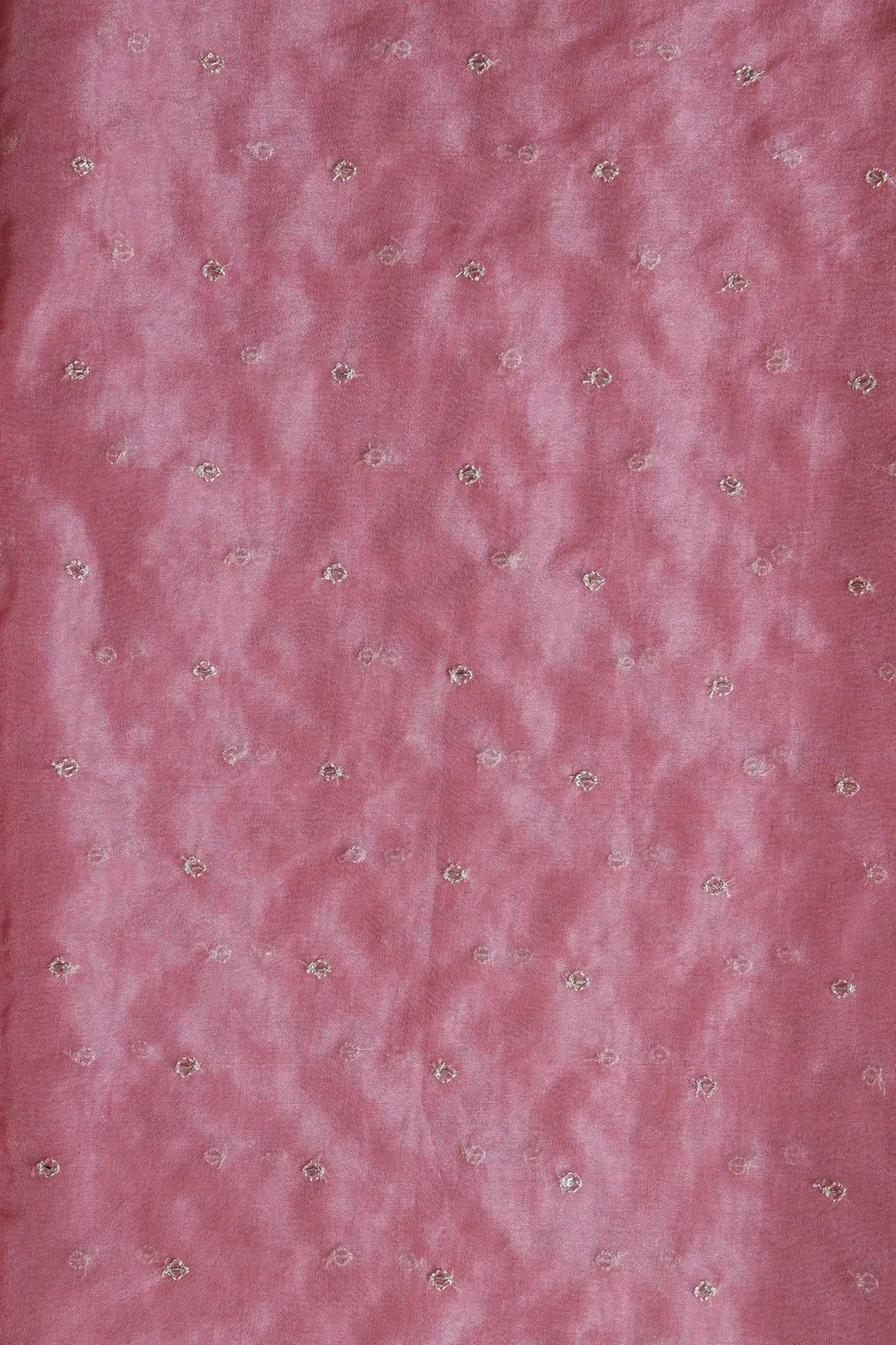 AIzaSyBcstauz-XMPRhEY21AUzeo032pxrXB5Ug - Cut Dana Beads With Zari Small Motif Embroidery On Gajri Pink Organza Fabric