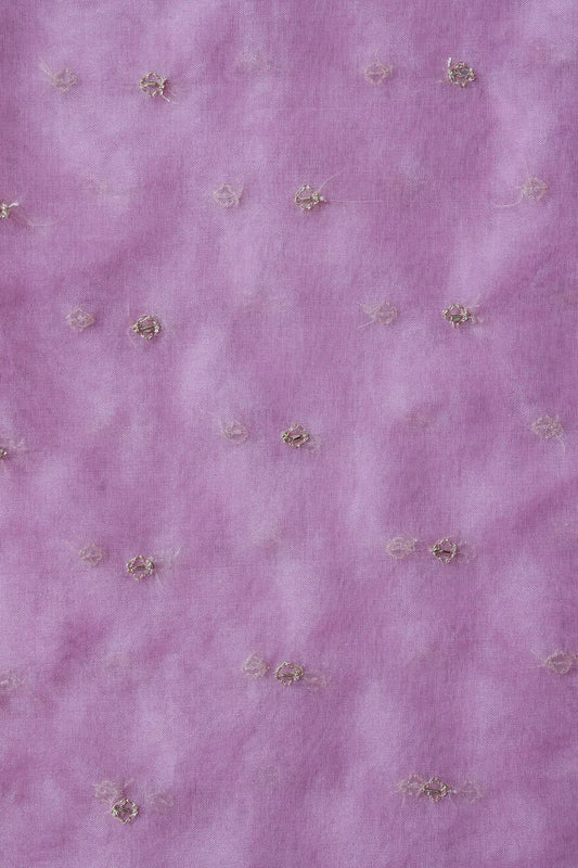 AIzaSyBcstauz-XMPRhEY21AUzeo032pxrXB5Ug - Cut Dana Beads With Zari Small Motif Embroidery On Pink Organza Fabric