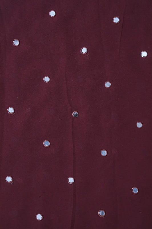AIzaSyBcstauz-XMPRhEY21AUzeo032pxrXB5Ug - Beautiful Real Mirror Embroidery Work On Maroon Georgette Fabric