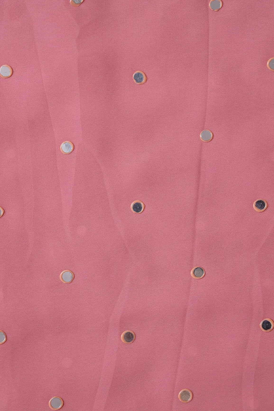 AIzaSyBcstauz-XMPRhEY21AUzeo032pxrXB5Ug - Beautiful Real Mirror Embroidery Work On Thulian Pink Georgette Fabric