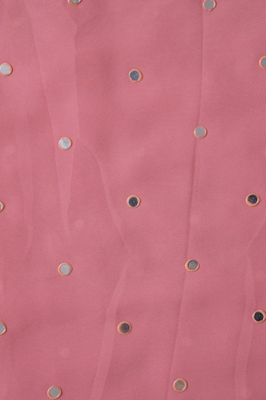 AIzaSyBcstauz-XMPRhEY21AUzeo032pxrXB5Ug - Beautiful Real Mirror Embroidery Work On Thulian Pink Georgette Fabric