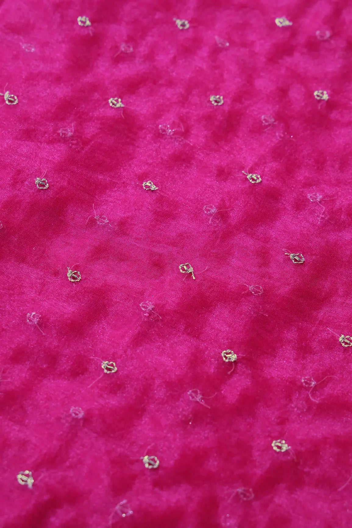 AIzaSyBcstauz-XMPRhEY21AUzeo032pxrXB5Ug - Cut Dana Beads With Zari Small Motif Embroidery On Fuchsia Organza Fabric