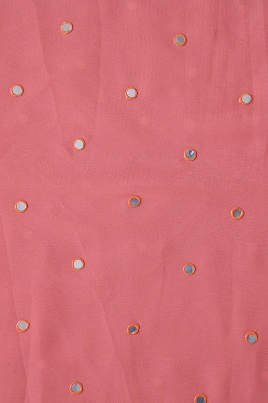 AIzaSyBcstauz-XMPRhEY21AUzeo032pxrXB5Ug - Beautiful Real Mirror Embroidery Work On Dusty Pink Georgette Fabric