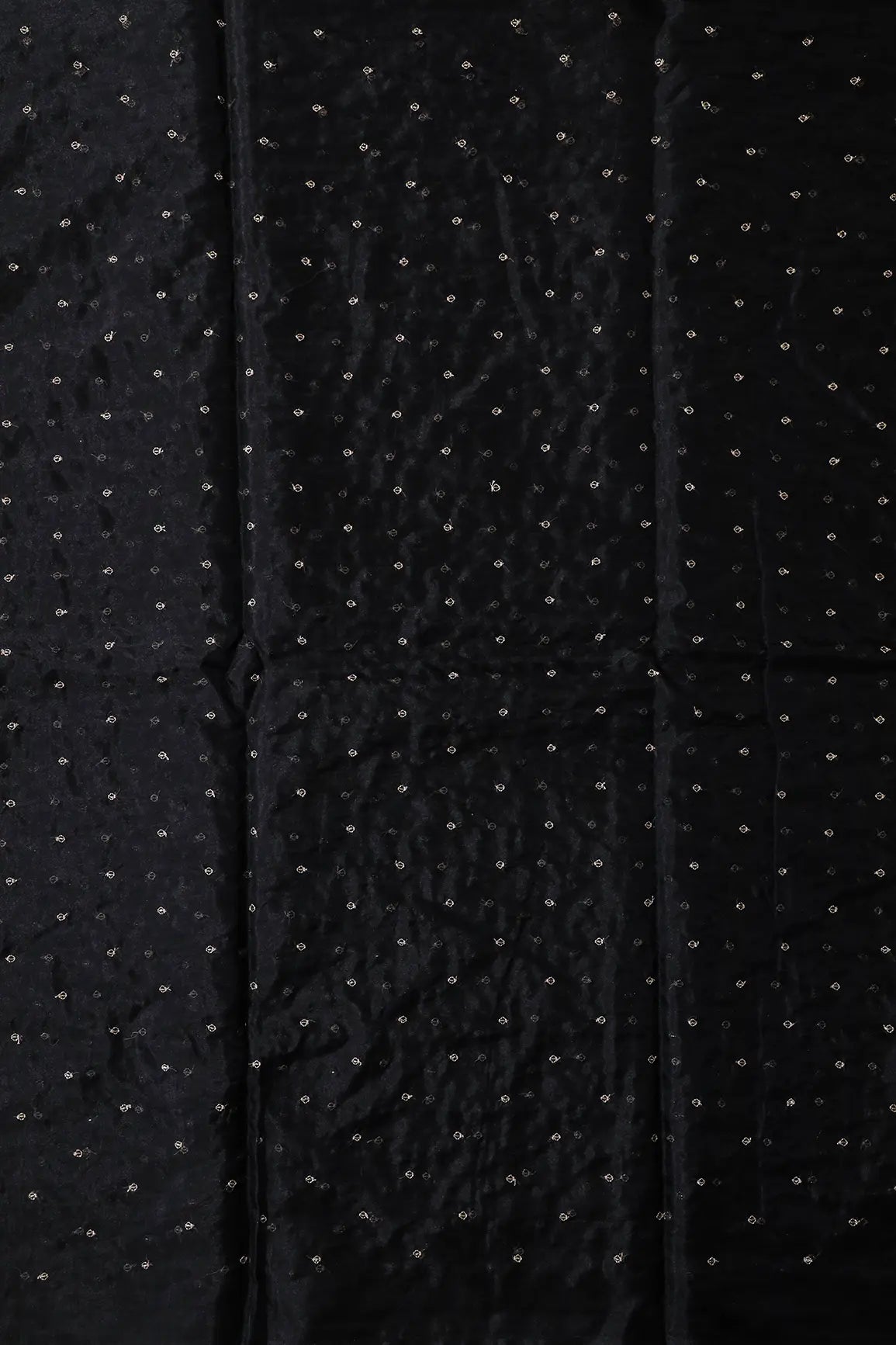 AIzaSyBcstauz-XMPRhEY21AUzeo032pxrXB5Ug - Cut Dana Beads With Zari Small Motif Embroidery On Black Organza Fabric