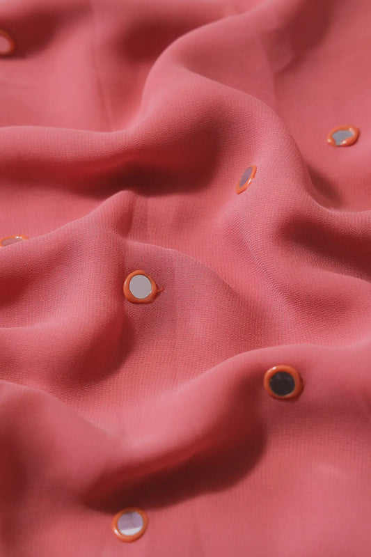 AIzaSyBcstauz-XMPRhEY21AUzeo032pxrXB5Ug - Beautiful Real Mirror Embroidery Work On Dusty Pink Georgette Fabric