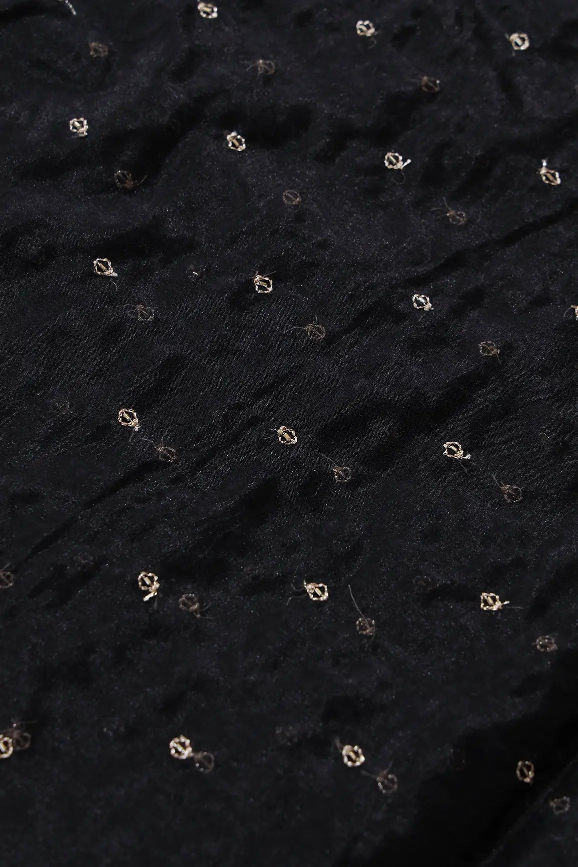 AIzaSyBcstauz-XMPRhEY21AUzeo032pxrXB5Ug - Cut Dana Beads With Zari Small Motif Embroidery On Black Organza Fabric
