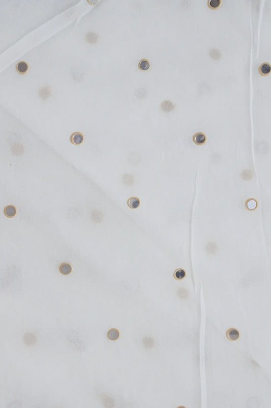 AIzaSyBcstauz-XMPRhEY21AUzeo032pxrXB5Ug - Beautiful Real Mirror Embroidery Work On Dyeable White Georgette Fabric