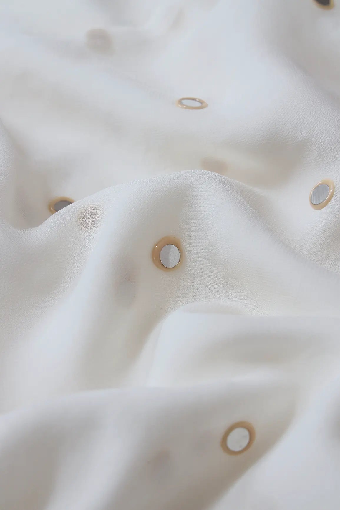 AIzaSyBcstauz-XMPRhEY21AUzeo032pxrXB5Ug - Beautiful Real Mirror Embroidery Work On Dyeable White Georgette Fabric