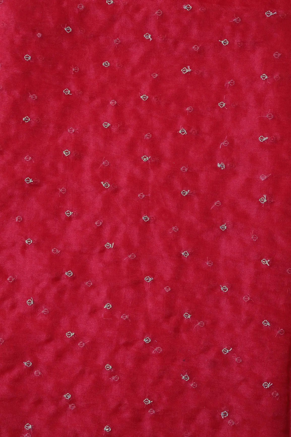 AIzaSyBcstauz-XMPRhEY21AUzeo032pxrXB5Ug - Cut Dana Beads With Zari Small Motif Embroidery On Red Organza Fabric