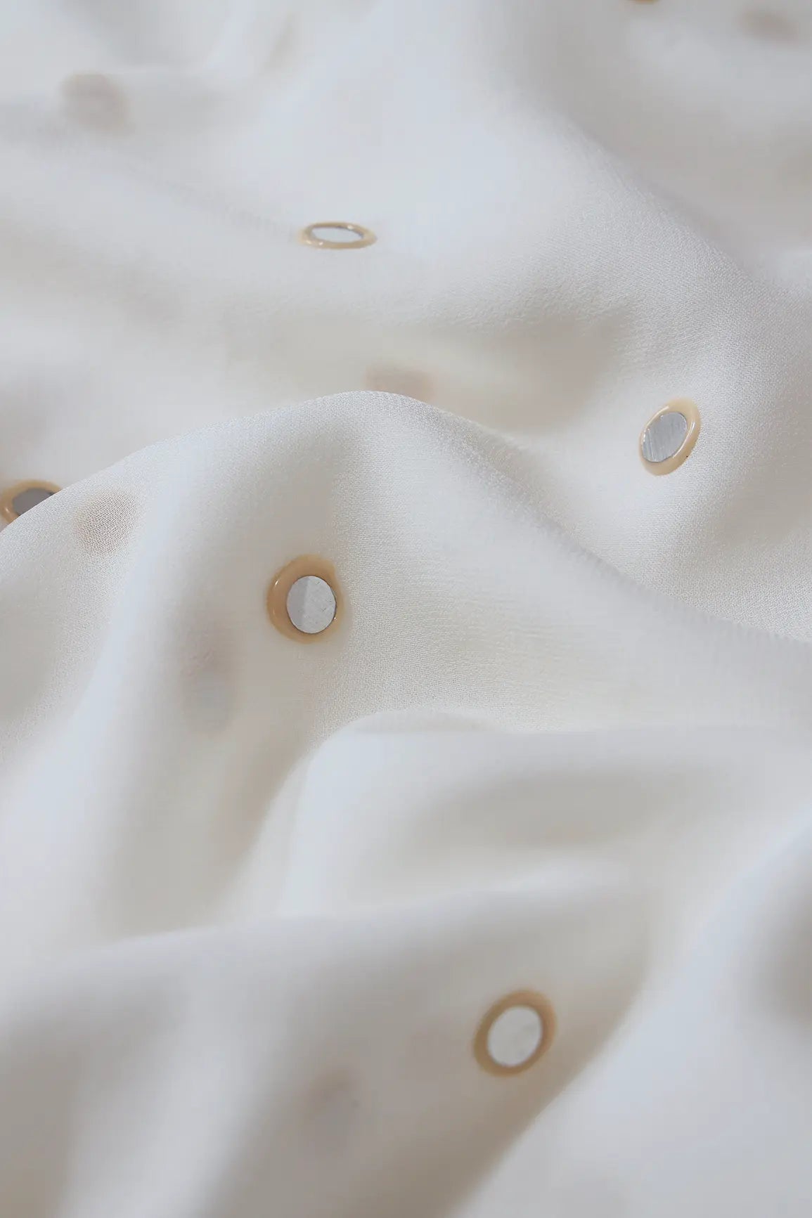 AIzaSyBcstauz-XMPRhEY21AUzeo032pxrXB5Ug - Beautiful Real Mirror Embroidery Work On Dyeable White Georgette Fabric