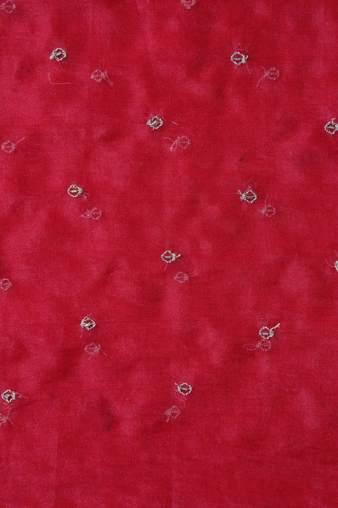 AIzaSyBcstauz-XMPRhEY21AUzeo032pxrXB5Ug - Cut Dana Beads With Zari Small Motif Embroidery On Red Organza Fabric