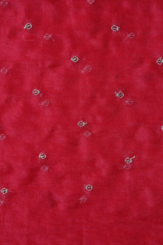 AIzaSyBcstauz-XMPRhEY21AUzeo032pxrXB5Ug - Cut Dana Beads With Zari Small Motif Embroidery On Red Organza Fabric