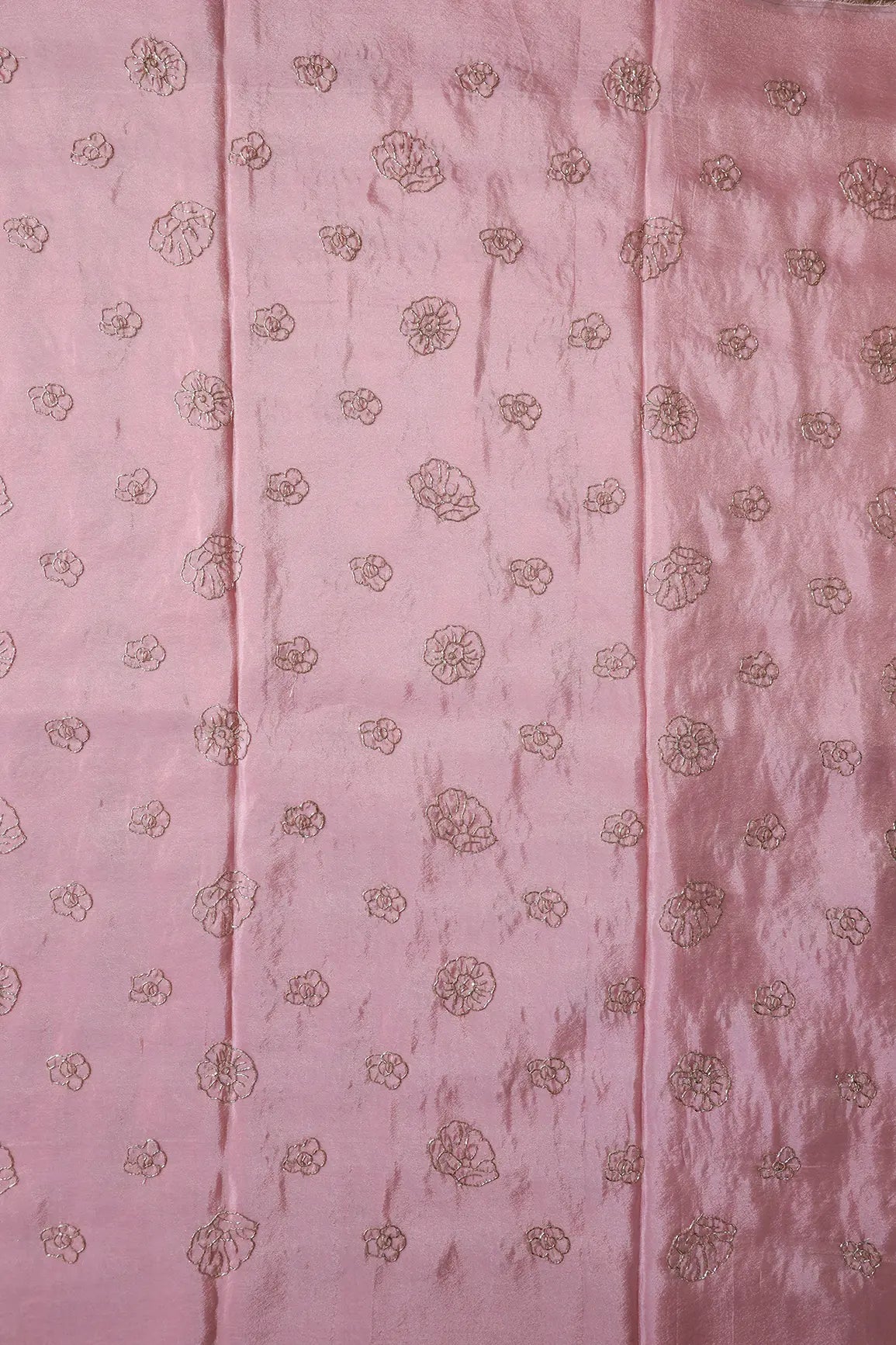 AIzaSyBcstauz-XMPRhEY21AUzeo032pxrXB5Ug - Cut Dana Beads Floral Embroidery Work On Pink Pure Viscose Zari Tissue Fabric