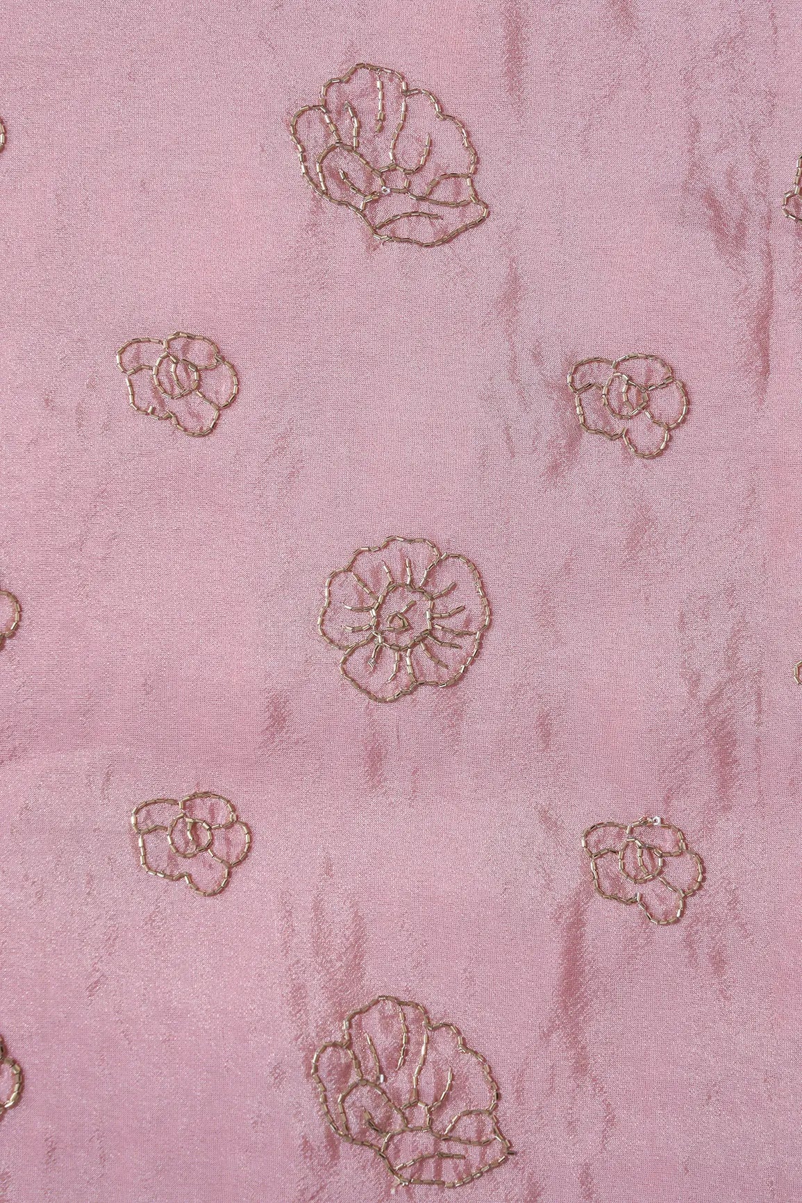 AIzaSyBcstauz-XMPRhEY21AUzeo032pxrXB5Ug - Cut Dana Beads Floral Embroidery Work On Pink Pure Viscose Zari Tissue Fabric