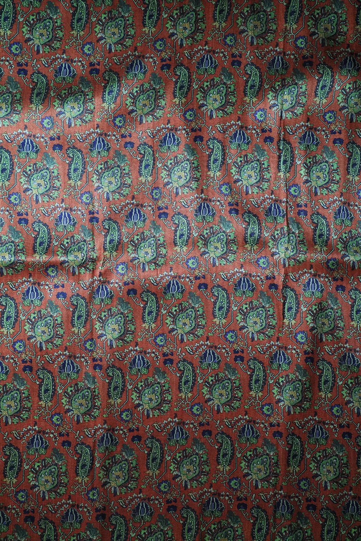 AIzaSyBcstauz-XMPRhEY21AUzeo032pxrXB5Ug - Blue And Brown Traditional Pattern Digital Print On Mulberry Silk Fabric