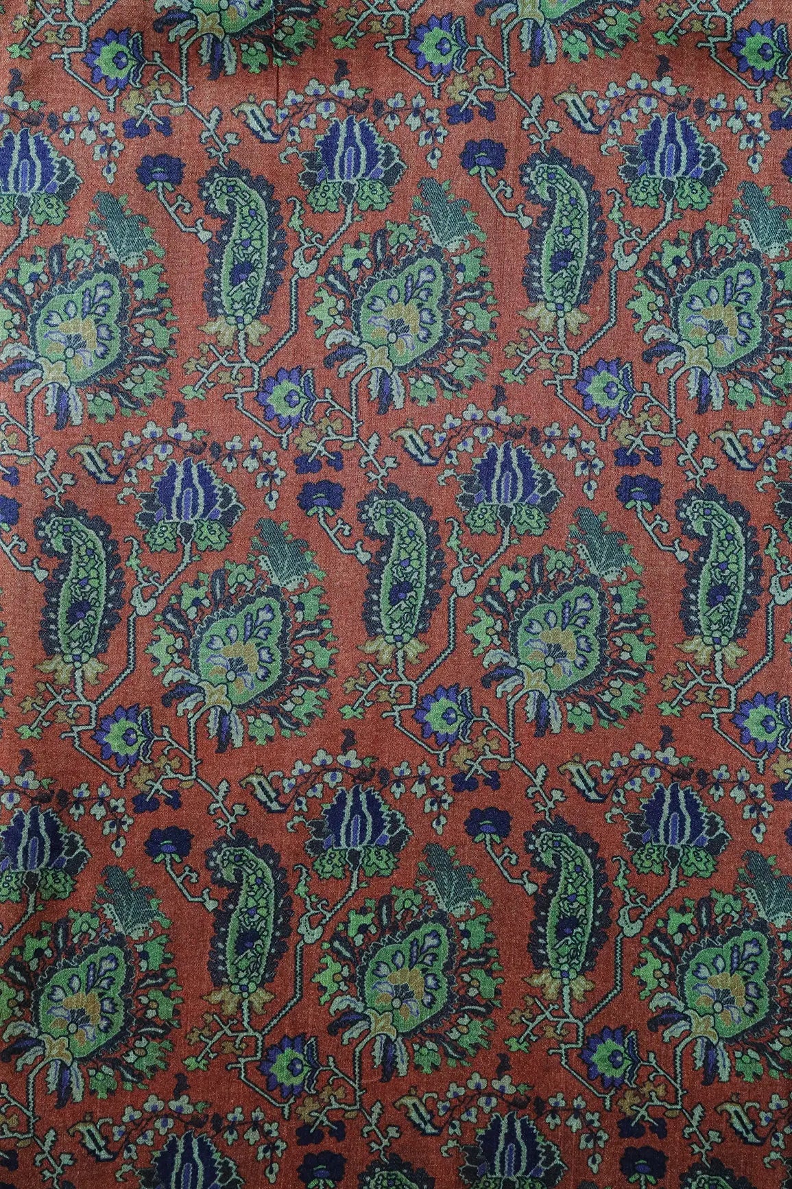 AIzaSyBcstauz-XMPRhEY21AUzeo032pxrXB5Ug - Blue And Brown Traditional Pattern Digital Print On Mulberry Silk Fabric