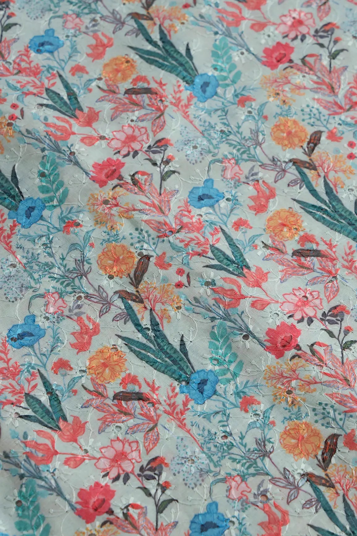 AIzaSyBcstauz-XMPRhEY21AUzeo032pxrXB5Ug - Floral Digital Print On Hakoba Cotton Embroidery Fabric