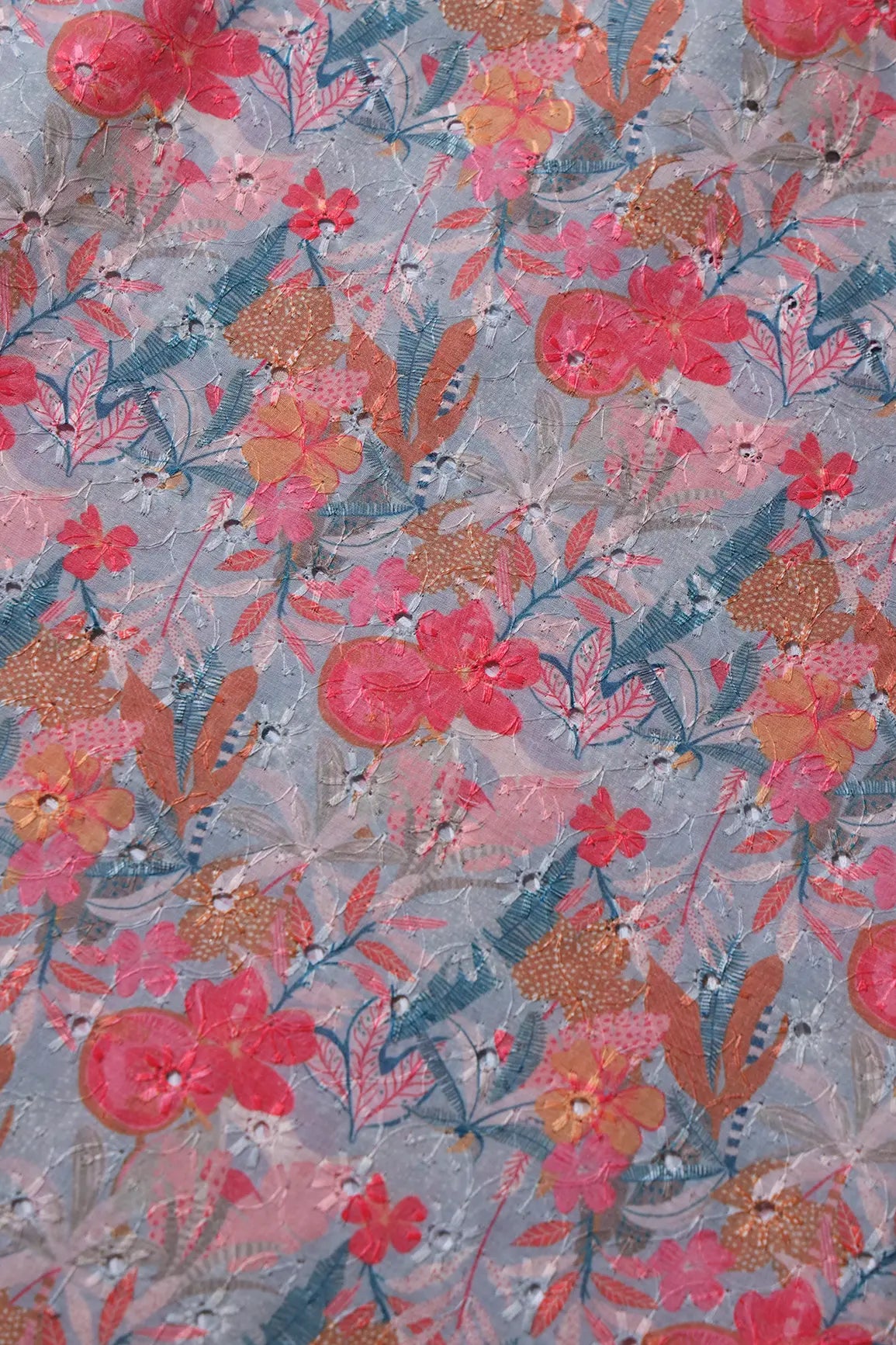 AIzaSyBcstauz-XMPRhEY21AUzeo032pxrXB5Ug - Floral Digital Print On Hakoba Cotton Embroidery Fabric