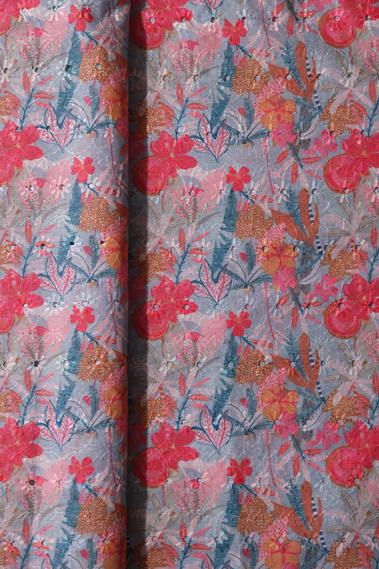 AIzaSyBcstauz-XMPRhEY21AUzeo032pxrXB5Ug - Floral Digital Print On Hakoba Cotton Embroidery Fabric