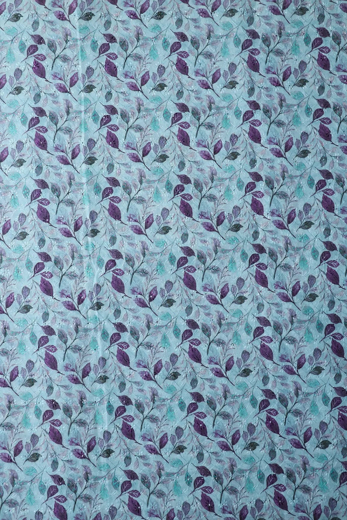 AIzaSyBcstauz-XMPRhEY21AUzeo032pxrXB5Ug - Leafy Digital Print On Hakoba Cotton Embroidery Fabric