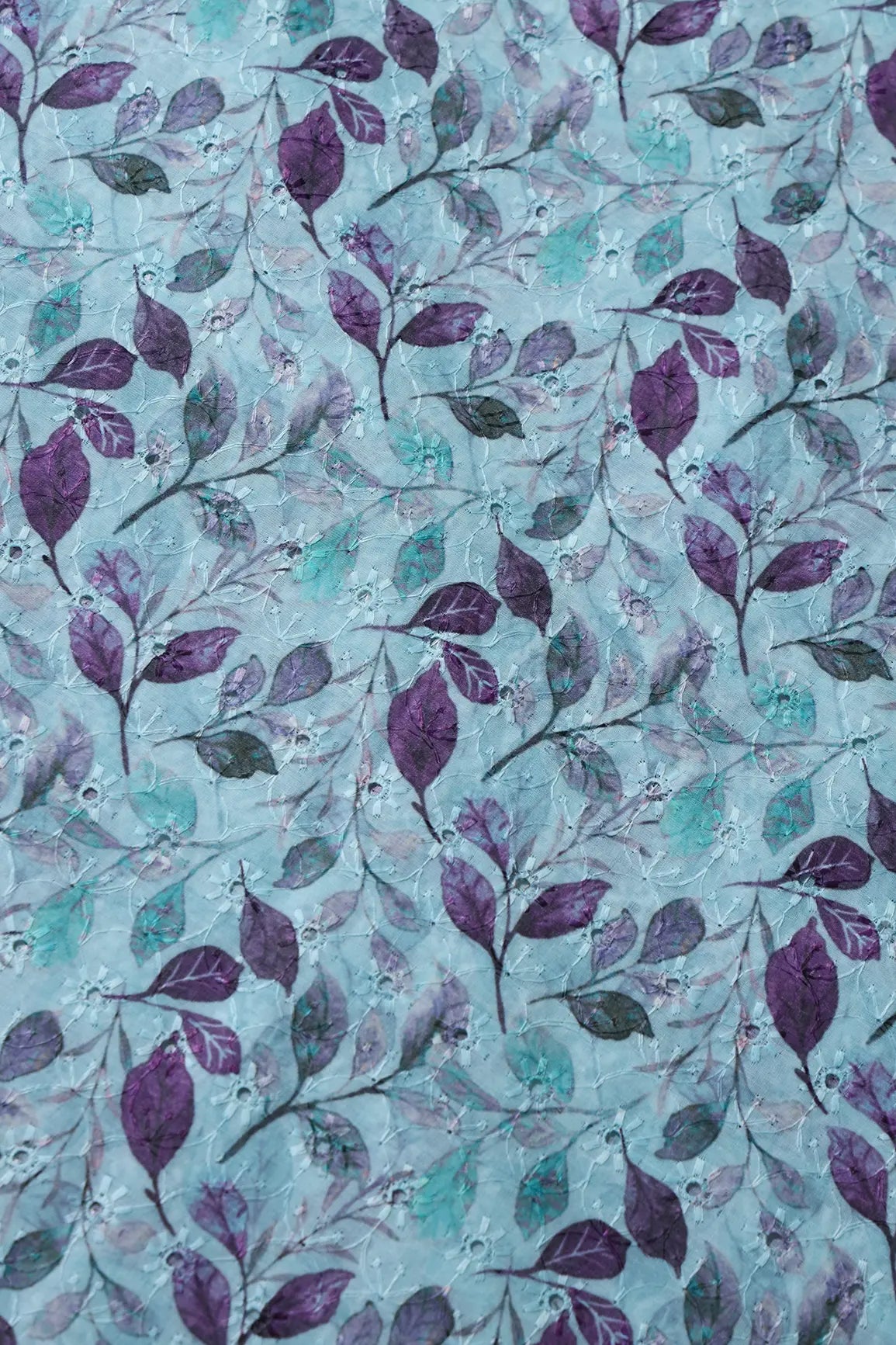 AIzaSyBcstauz-XMPRhEY21AUzeo032pxrXB5Ug - Leafy Digital Print On Hakoba Cotton Embroidery Fabric