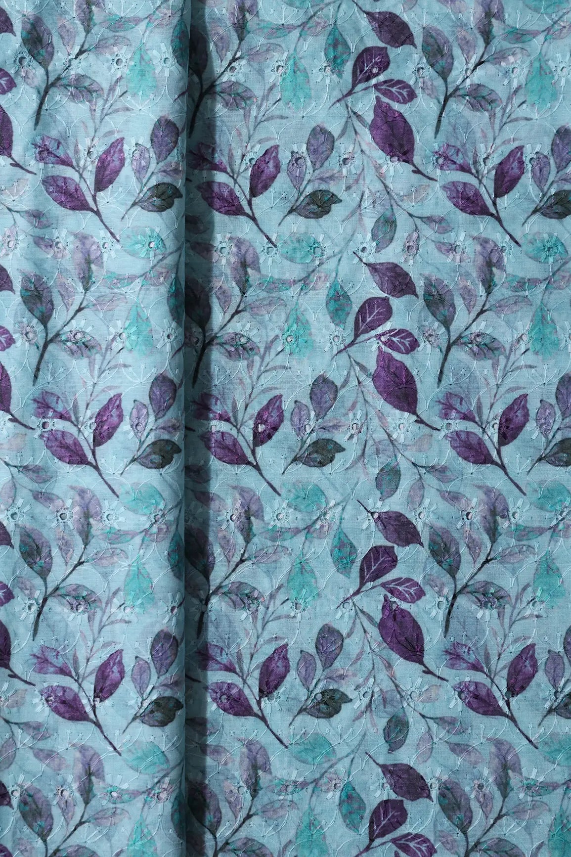 AIzaSyBcstauz-XMPRhEY21AUzeo032pxrXB5Ug - Leafy Digital Print On Hakoba Cotton Embroidery Fabric