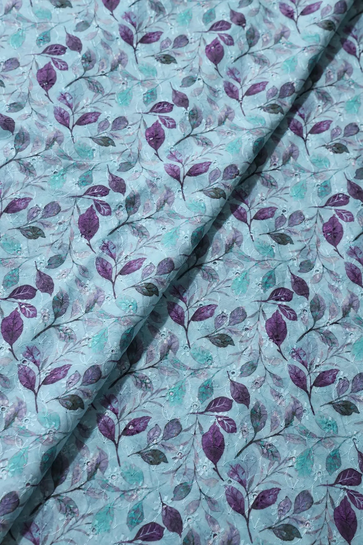 AIzaSyBcstauz-XMPRhEY21AUzeo032pxrXB5Ug - Leafy Digital Print On Hakoba Cotton Embroidery Fabric